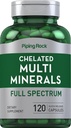 Piping Rock Mega Multi Mineral Chelate Supplément de 120 capsules pour hommes et femmes