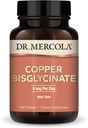 Dr Mercola bisglycinate de cuivre, 90 portions (180 comprimés), suppléments alimentaires, 8 mg par jour, mini-onglets, soutient la santé globale, non OGM