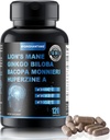 Lion's Mane Supplement Capsules & Bacopa Monnieri-120 Capsules Lion's Mane Mushroom Blend, 10 en 1 pour la mémoire améliorée, le focus et le soutien du cerveau
