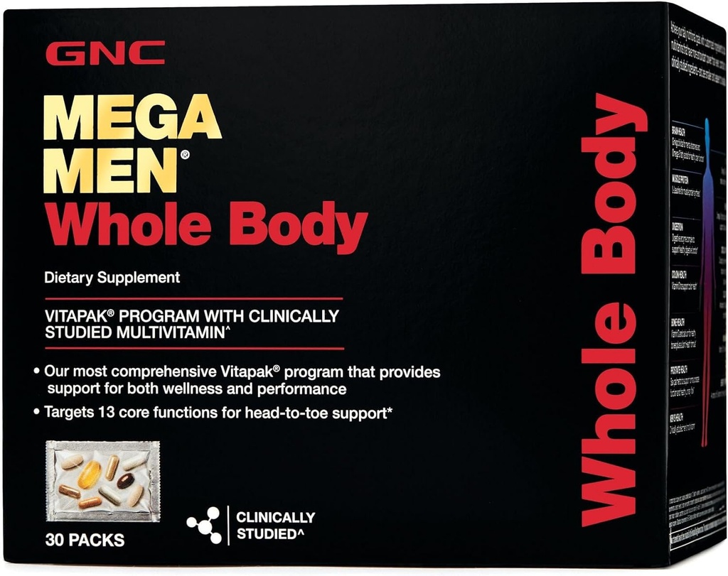 GNC Mega Men Whole Body Vitapak | Supports Wellness and Performance | 30 Count