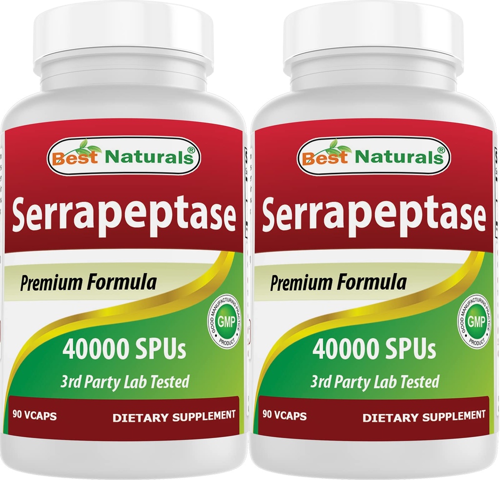 Meilleurs naturels Serrapeptase 40000 SPUs 90 Vcaps (90 comte (paquet de 2))