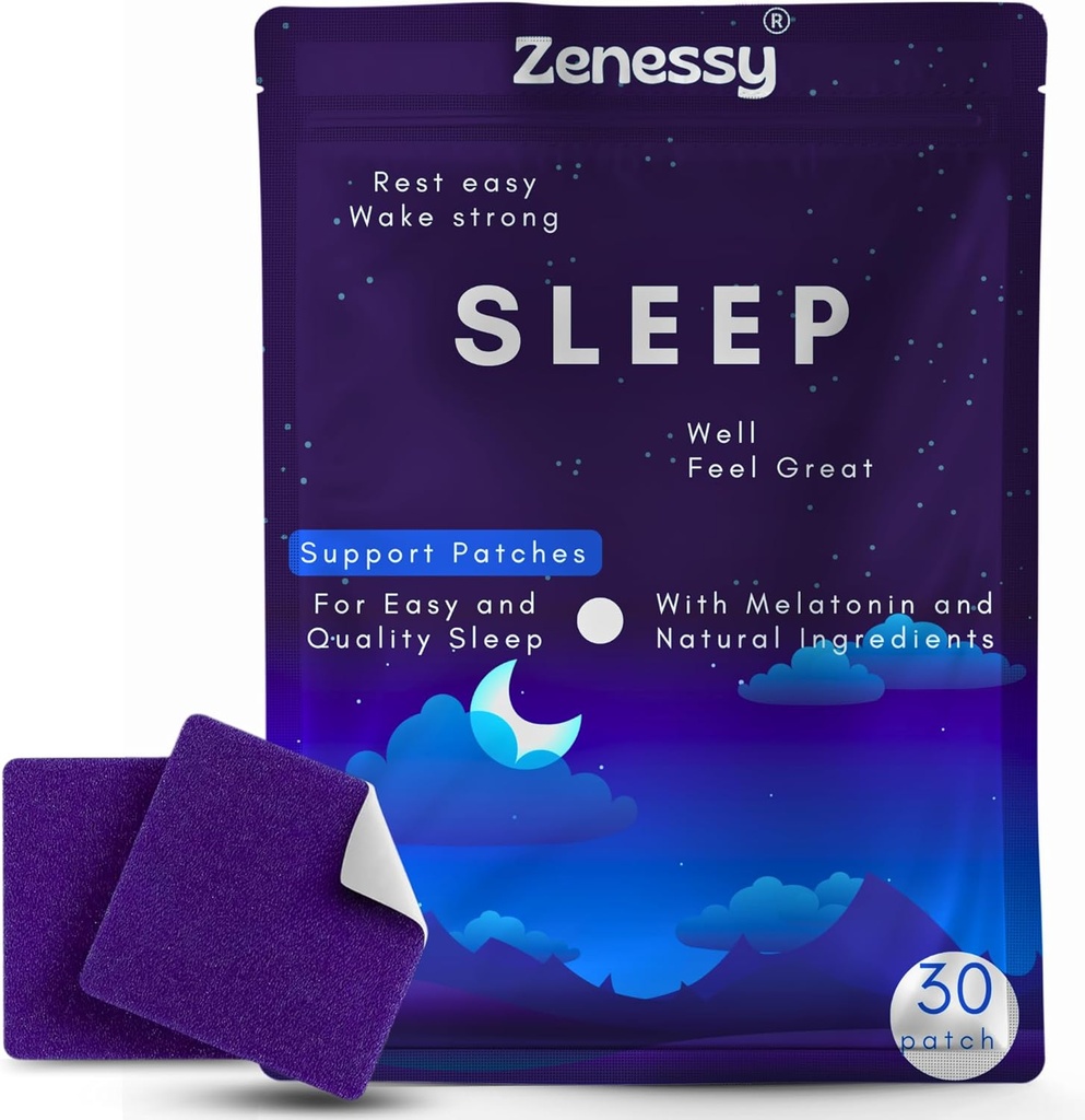 Sleep Patches - Herbal Melatonin, Valerian Root and Magnesium Infused Patches for Better Sleep, All-Night Rest & Relaxation, Non-Habit Forming, Easy to Apply, 30 Patches