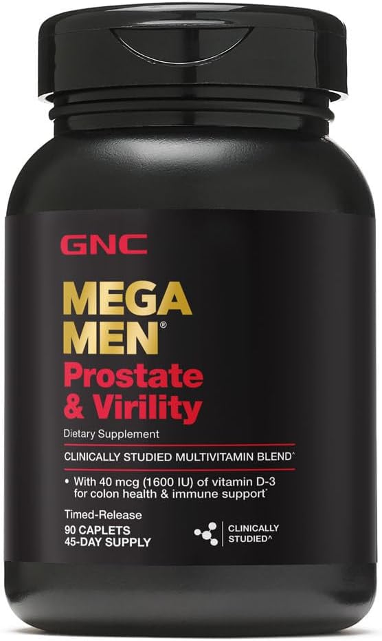 GNC Mega Hommes Prostate et Virility Multivitamine, soutient la santé sexuelle optimale et la santé de la prostate, 90 comte