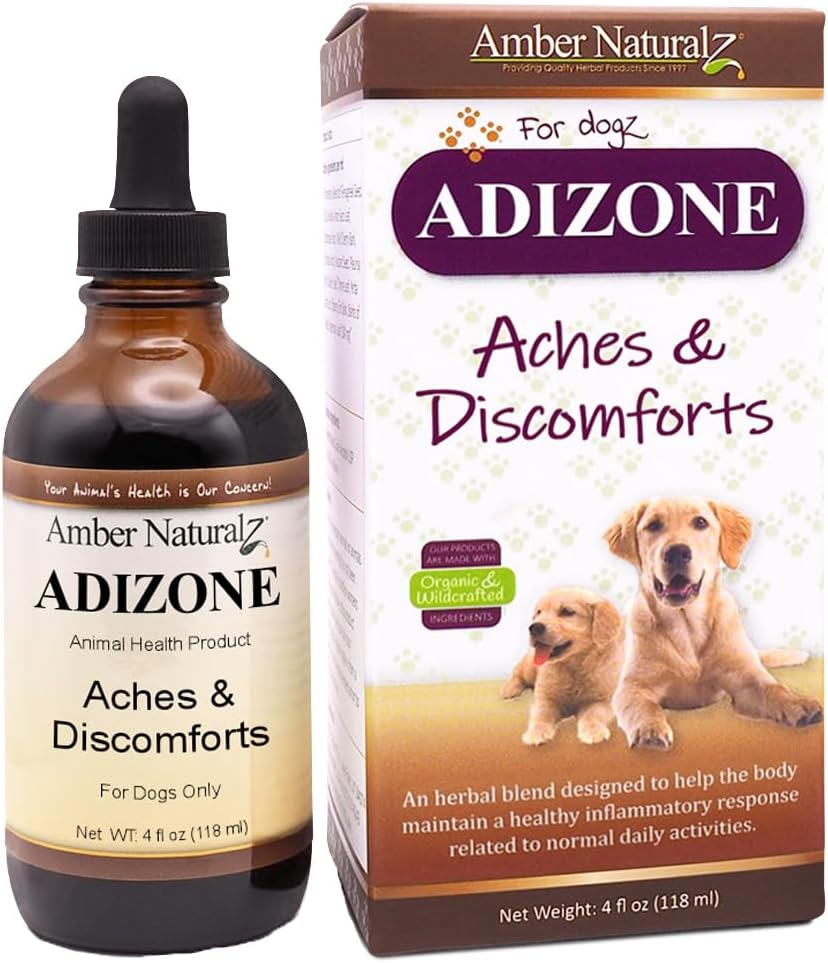 Amber NaturalZ Adizone Herbal Supplement for Dogs (en anglais seulement) soutient une réponse inflammatoire saine, un malaise occasionnel et une fonction articulaire.