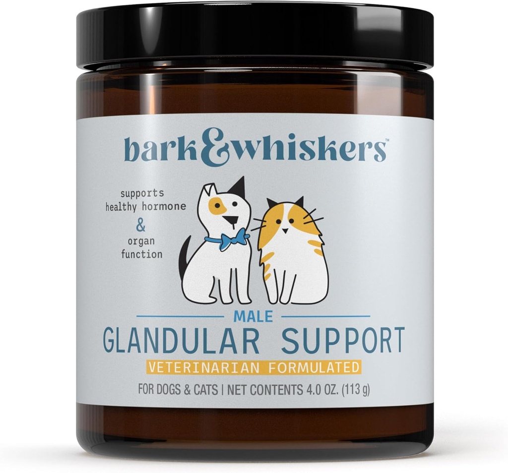 Dr. Mercola Bark & Whiskers Glandular Support - Soutiens Endocrine et santé des organes - Formule séchée au gel - Ingrédients sans hormones - Homme - 75 Scoops (4 oz)
