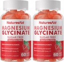 Glycinat de magnésium Gommies 1000mg - Supplément de potassium de magnésium sans sucre avec vitamine D, B6, CoQ10 pour l'humeur calme et le soutien du sommeil - 120 Gommies de fraise -2 Pack