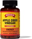 Bragg Energy Capsules de vinaigre de cidre de pomme avec des vitamines B-12 - 90 capsules - Gestion du poids - Non-OGM, végétalien, sans gluten, sans sucre - Aide à générer de l'énergie au niveau cellulaire pour les hommes et les femmes