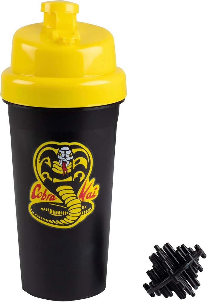 Karate Kid Cobra Kai 25oz Shaker Bouteille avec/Blender Mixer Ball - Mesures de boisson, Fliptop, Vis étanche Lid- Mélange de poudre de protéines, boissons sportives, Shakes, Smoothies - officiellement homologué