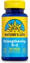 Nature's Life Strengthening Vitamine D2 2000 UI as Ergocalciferol - Supplément de soutien immunitaire - Vitamine D Support pour l'absorption de calcium, santé des os - Garantie 60 jours, 90 servir, 90 capsules végétariennes