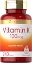 Carlyle Vitamine K 100 mcg. 240 Comprimés Végétarien, Non-OGM, Sans gluten.