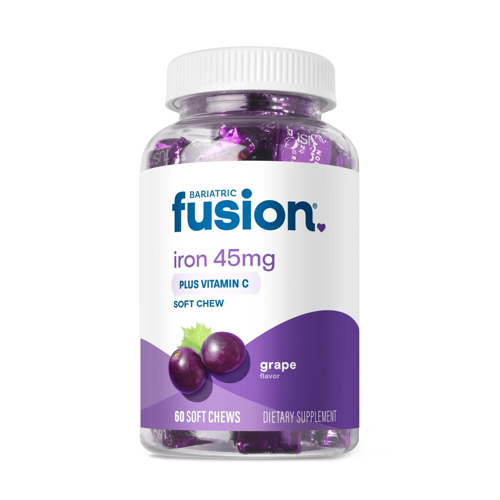 Supplément de fer fusion bariatrique pour les femmes Anémie de fer à mâcher avec de la vitamine C de raisin aromatisé doux Chew de fromage sur l'estomac Fumarate de fer pour les femmes et les hommes de 60 Nombre sans gluten