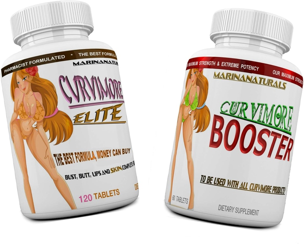 CURVIMORE Elite Complete Starter KIT Advanced Breast Enlargement, Butt Enhancement, Bust Enhancement, Booty Enhancement, Lip Plumping & Skin Tightening Pills – Bigger Breasts, Hips & Glutes. 1-Month