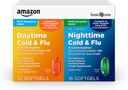 Soins de base Relief contre le rhume et la grippe, softgels Combo Pack de jour et de nuit, puissant remède contre le rhume pour le soulagement multisymptômes de jour et de nuit, 48 comtes (paquet de 1)