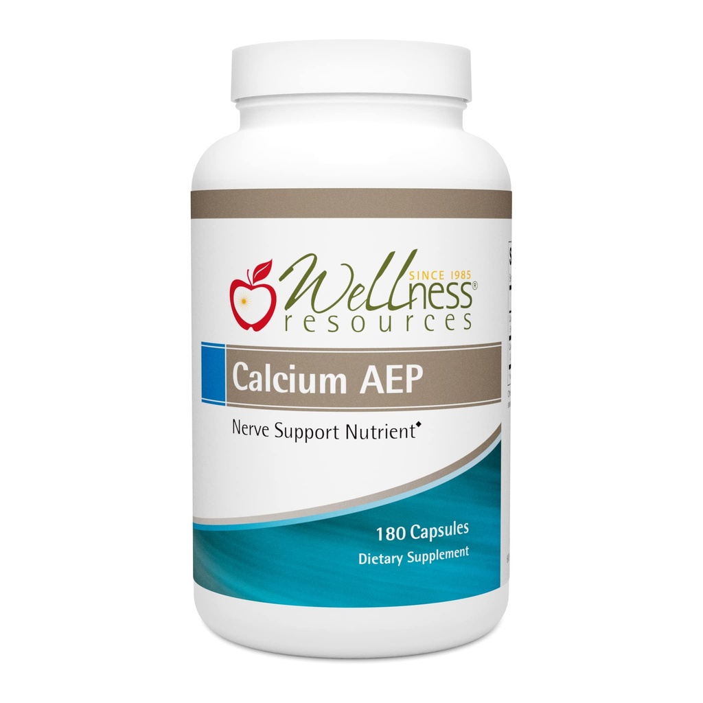 Ressources de bien-être Calcium AEP - Supplément de soutien nerf pour la protection cellulaire, la longévité, la santé de la membrane cellulaire, le soutien de gaine myéline - 925mg Ca-2-AEP Par gélule - 180 gélules