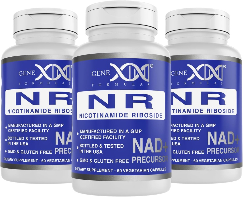 Formules Genex NR Nicotinamide Riboside 300mg (3 Pack) Précurseur NAD+ pour un vieillissement en santé - GMP-certifié, non OGM, sans gluten, végétarien