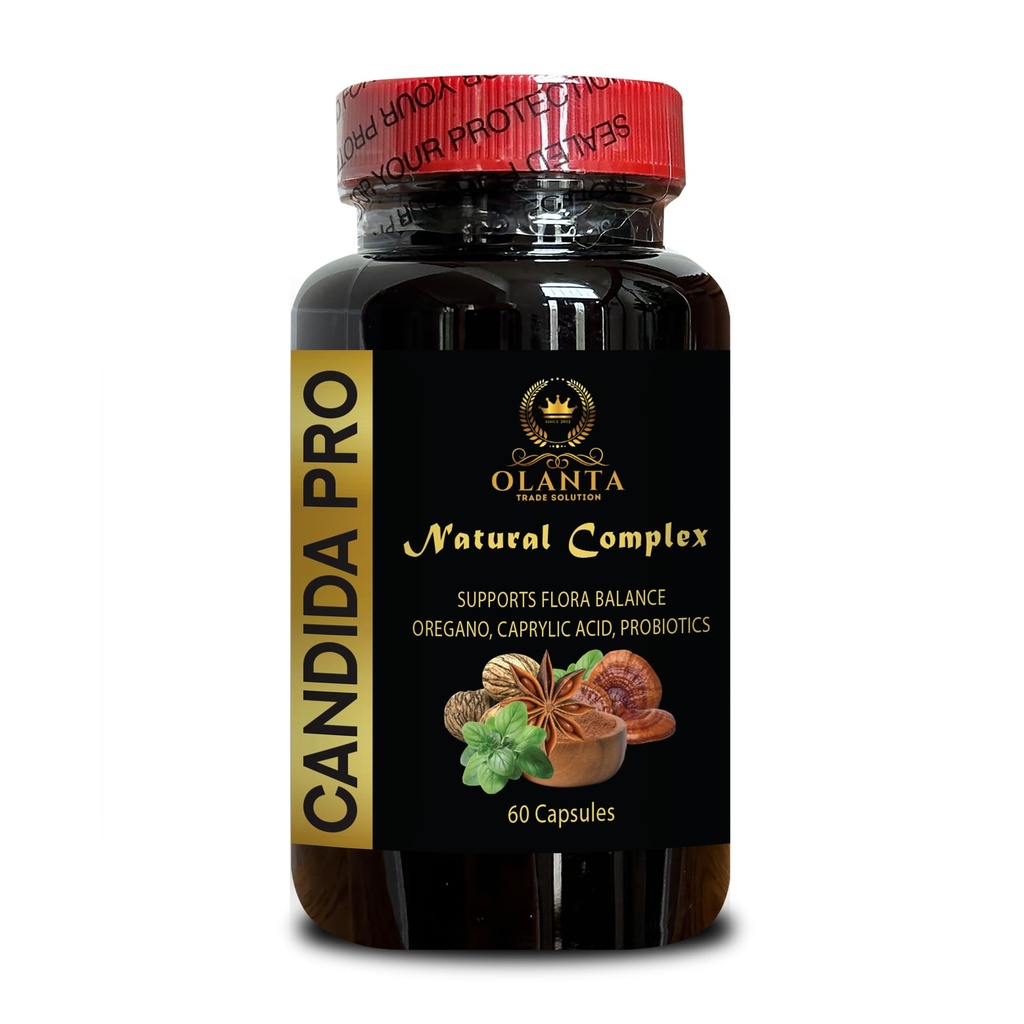 Candida PRO Complex - Vitamine pour la santé de Gut, supplément de feuille d'Oregano, Candida Cleanse Gut et Colon Support, Immune Support - 1 bouteille 60 Capsules