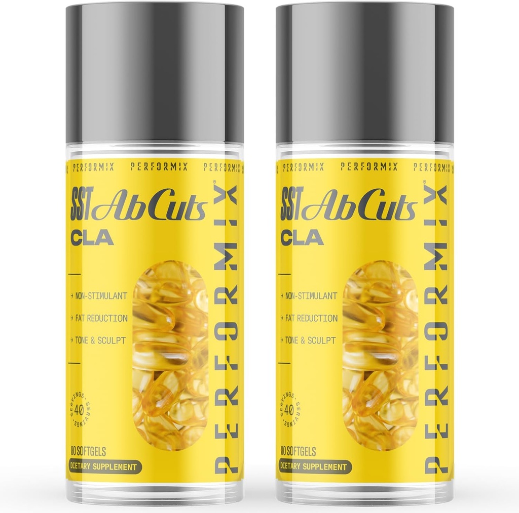 PERFORMIX - SST AbCuts - CLA 1 000 mg - Stim Free - Thermogénique - Objectifs de fitness - Booster de métabolisme - Santé et bien-être - Huile de carthame, Omega 3, Graines de lin et vitamine E - Préentraînement - 160 Softgels