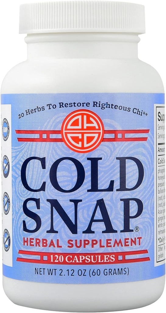 Snap Cold - Supplément à base de plantes chinoises pour le support immunitaire de niveau profond - Immune System Booster avec 20 ingrédients naturels incluant Ginseng & Ginger - Agissant rapidement pour les questions soudaines - 120 capsules