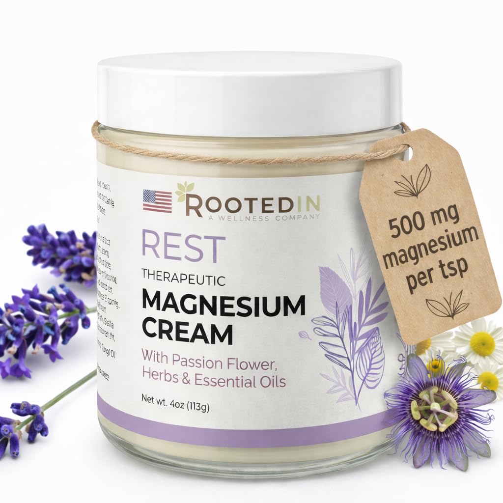 Rooted in Rest Magnesium Lotion for Sleep – Science Backed Sleep Aid – 2X More Magnesium Chloride – Fast, Effective Relaxation with Lavender, Passion Flower & Chamomile - Made in USA – 4 oz
