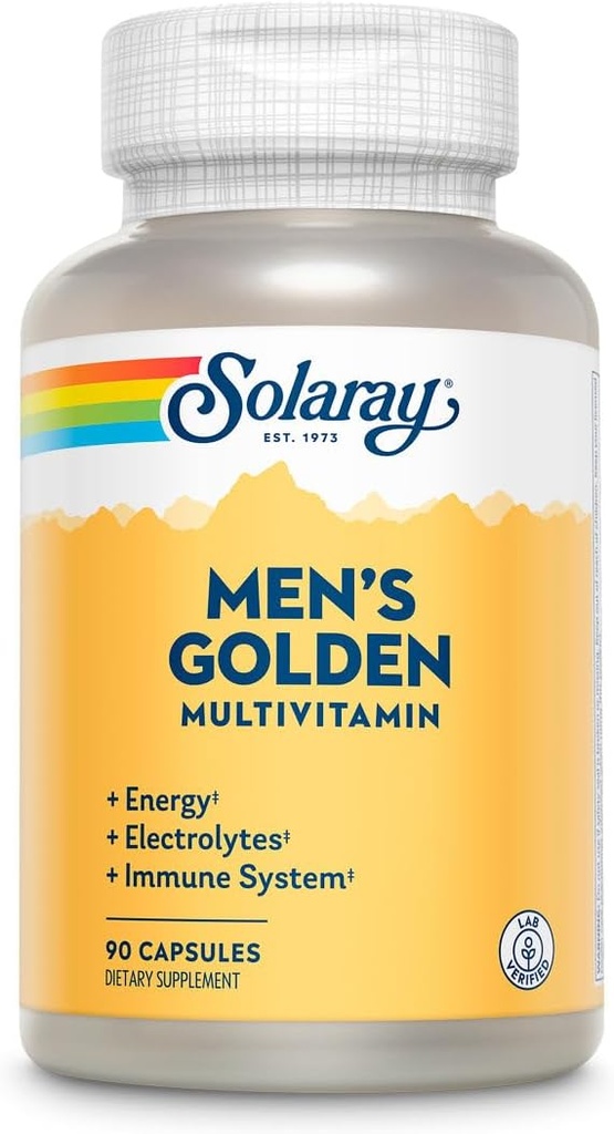 SOLARAY Hommes Or Multivitamines Électrolytes, Immunité, Prostate, Énergie.