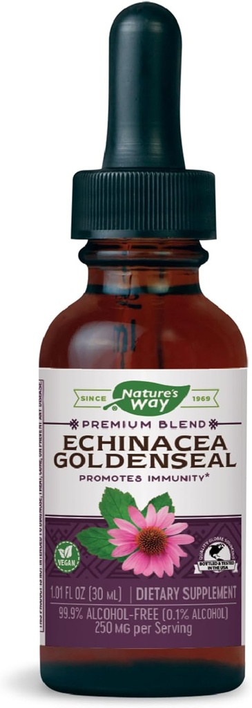 Nature's Way Formule Premium Echinacea-Goldenseal, 250 mg par portion, 99,9% Sans alcool, 1,01 Oz.