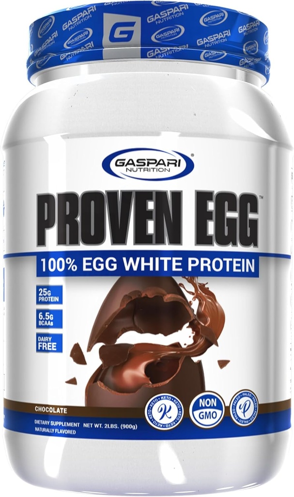 Gaspari Nutrition Oeufs éprouvés, 100% poudre blanche d'oeuf, 25g de protéines, Keto Friendly, laitiers, lactose et sans soja (2 lbs, chocolat)