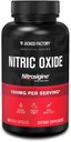 Booster à oxyde nitrique Jacked Factory Essentials - Silicate L-Arginine breveté 1500mg Supplément préentraînement pour la croissance musculaire, les pompes, la vasculaire et l'énergie - 90 pilules veggie
