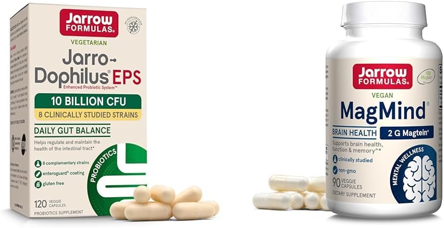 Formules de Jarrow Probiotiques 10 milliards UFC et supplément de santé du cerveau MagMind