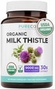 USDA Capsules de chardon de lait biologique - 80% Silymarin Supplément pour le soutien du foie- Super concentré 300mg de 30:1 extrait de chardon de lait équivalent à 9000mg - Détox de chardon de lait 60 jours