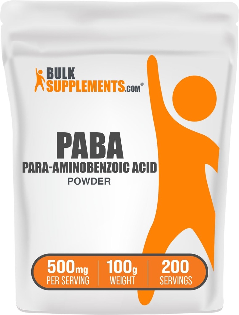 BulkSupplements.com PABA Powder - para Aminobenzoic Acid, PABA Supplement for Wellness - Vegan & Gluten Free, 500mg per Serving, 100g (3.5 oz) (Pack of 1)