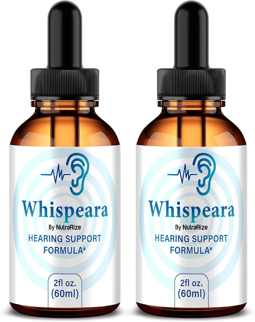 (2 Pack) Whispeara Drops - Whispeara officiel pour soutenir l'ouïe, le focus et la performance en bonne santé, toute la formule de soutien auditif Whispeara naturel, examen Premium Whispeara Gotas (60 portions)