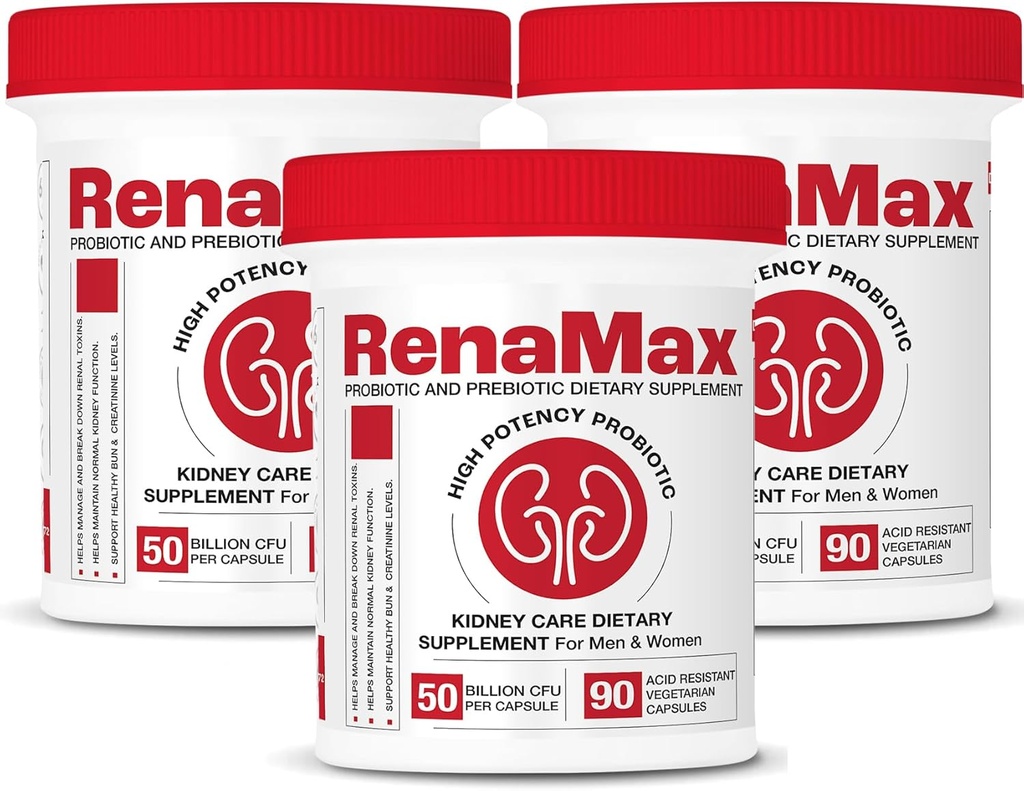 Restaurer le rein et le supplément pour soins rénaux de la gélule - Supplément probiotique et prébiotique pour soutenir la fonction rénale normale - 50 milliards d'UFC par gélule - Fabriqué aux États-Unis (270 capsules (3 paquets))