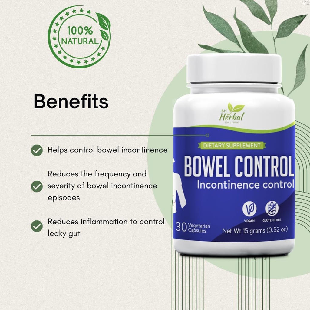 Supplément de soutien à l'incontinence de Bowel - Contrôle des fuites de Bowel - réduit Fréquence et gravité des épisodes d'incontinence de Bowel - Supplément 100 % naturel à base de plantes