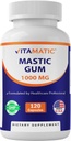 Vitamatic Mastic Gum 1000mg par portion - Soutien Fonction digestif, Santé gastro-intestinale, Immune et Bien-être oral, 120 Capsules