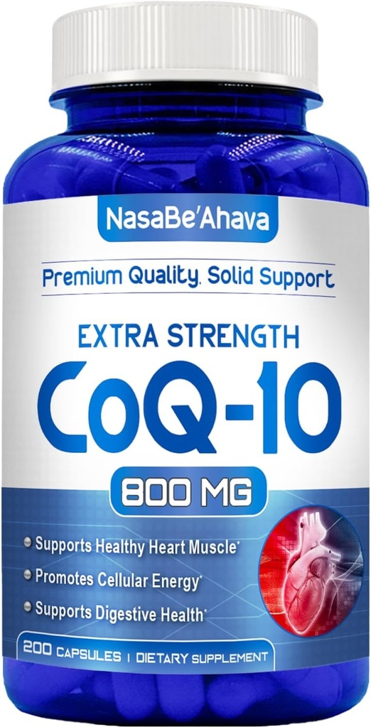 CoQ10 800mg Capsules de Coenzyme Vegan Friendly Q10 800mg de supplément Ubiquinone d'absorption facile pour le coeur de peau et le soutien énergétique.