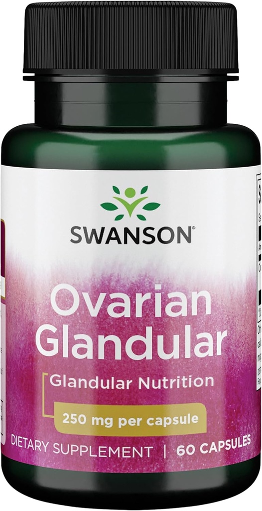 Swanson Ovarian Glandular Supplément - Glandular Health and Balance Support pour femmes - Tissu Bovin Premium - 60 Capsules, 250mg Chaque