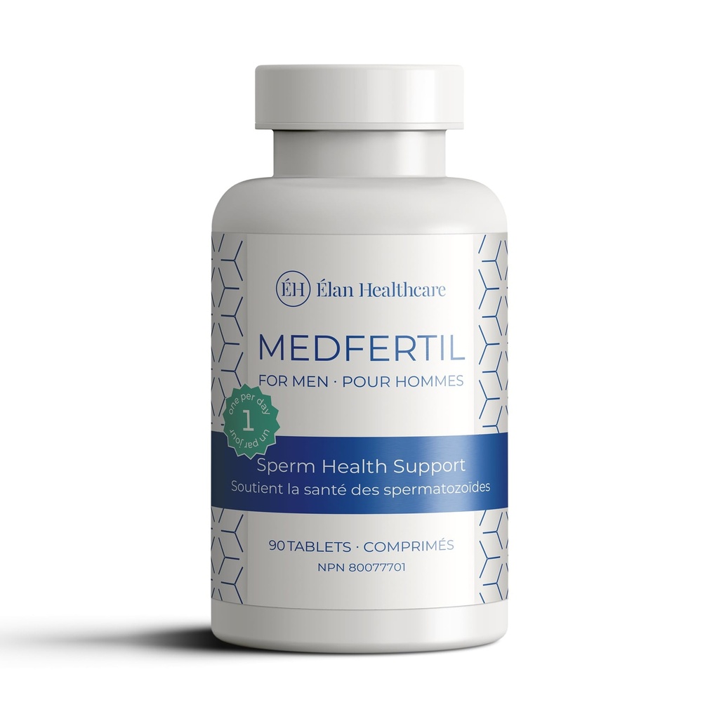 Supplément diététique pour hommes (90 ct) avec L-Carnitine, Vitamine C, E, B12, Folate, Zinc, Sélénium et Co-Q10 / Une fois par jour Comprimé / 3 mois d'approvisionnement/Elan Santé