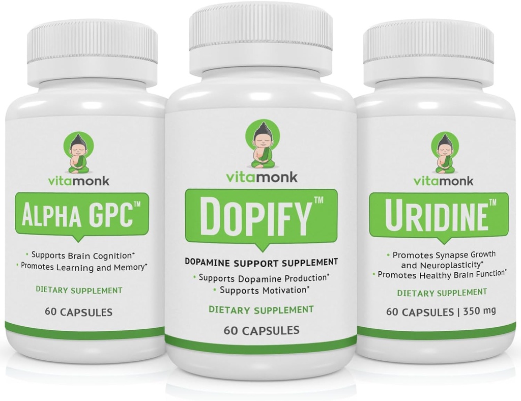 Supplément de soutien à la dopamine associé à Alpha GPC et Uridine - Neuro Boost Duo
