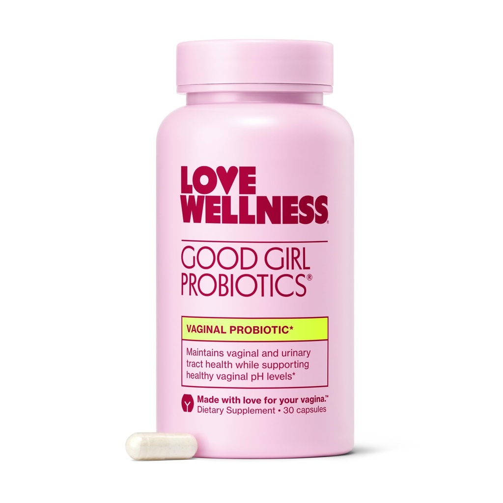 Love Wellness Good Girl Probiotics (en anglais seulement) Femmes Vaginal Health & pH Balance Supplement (en anglais seulement) Probiotic 9-Strain pour le trac urinaire, la levure, l'odore et l'immuno-support (en anglais seulement) 30 CT, 30 jours