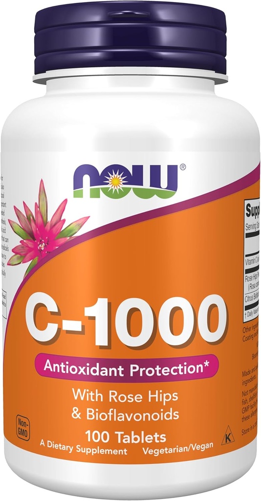 NOW Foods Supplements, Vitamin C-1,000 with Rose Hips & Bioflavonoids, Antioxidant Protection*, 100 Tablets