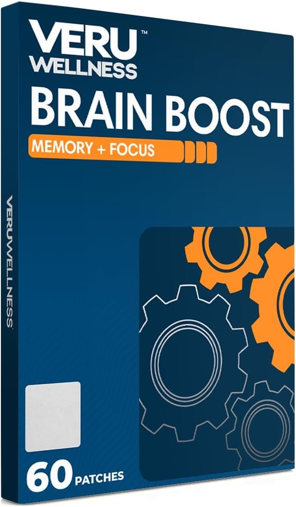 Veru Wellness Brain Boost Cognitive Patch - Mémoire quotidienne, Altertness et Focus Brain Support - Ginko Bilboa, Rhodiola Rosea, MCT (60 jours)