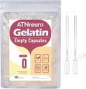 Taille 0 Capsules de gélatine vides avec 2 Micro Spoons - 100 Compte Capsule vide - Gel Pill Capsules pour poudres Suppléments