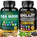 Bualle Sea Moss and Shilajit Bundle-Sea Moss 300mg,Huile de graines noires 100mg,Ashwagandha 50mg,Ginger & Shilajit 300mg,Rhodiola Rosea 100mg,Panax Ginseng 50mg,Tous en 1 Suppléments-USA Made(2 Pack)