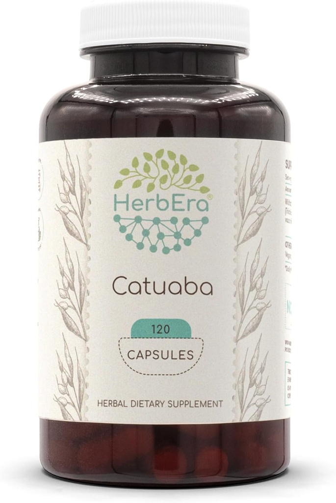 HerbEra Catuaba 120 Capsules, 500 mg, Catuaba sauvage (Erythroxylum catuaba) Barre séchée (120 Capsules)