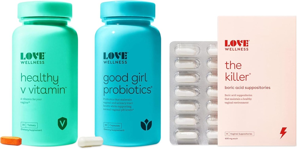 L'amour bien-être Le tueur, la bonne fille probiotiques et la V santé V V Vitamines Triple Menace Kit suppositoire vaginal