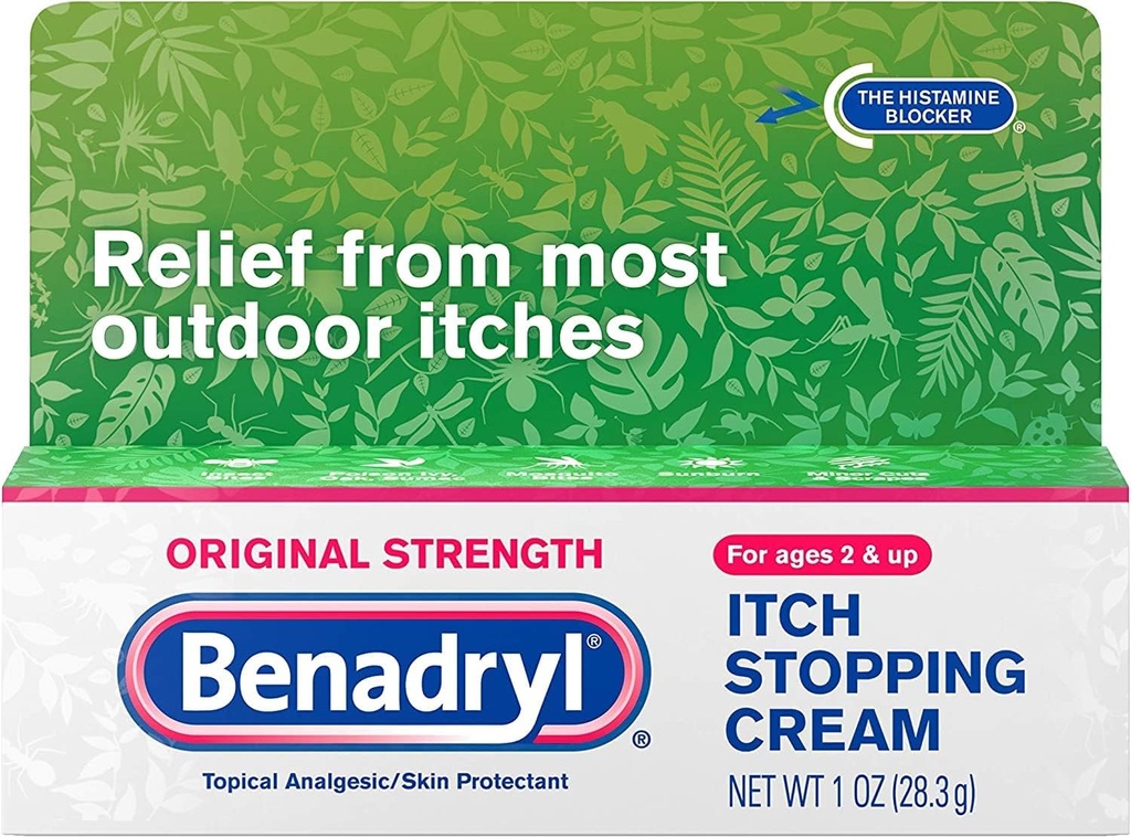 Crème d'arrêt de démangeaisons Benadryl d'origine 1 oz (paquet de 6)