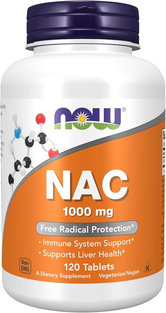 MAINTENANT compléments alimentaires, NAC (N-acétyl-Cysteine) 1 000 mg, protection radicale libre*, 120 comprimés