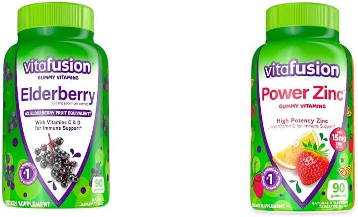 Vitafusion Elderberry & Zinc Gummy Vitamines Immune Support, 90ct