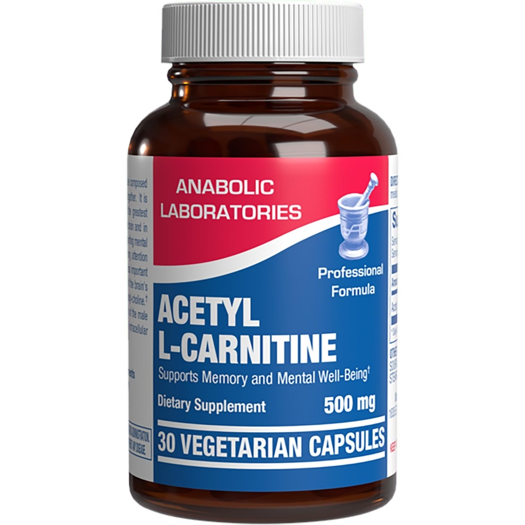 ALCAR acétyl L-Carnitine 500mg - Supplément de carnitine à haute puissance L pour l'énergie de mémoire cérébrale nerve et le soutien de la focalisation - Végétarien non-OGM & Fabriqué aux États-Unis dans les installations cGMP - 30 services