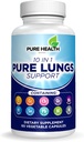 Pure Lungs Support – 10-in-1 Lung Cleanse & Detox Supplement for Smokers & Respiratory Health – with Quercetin, NAC, Cordyceps, Pine Bark, Vitamin C & Butterbur – 60 Capsules